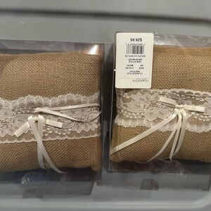 David's Bridal Burlap and Lace Ring Bearer Pillow